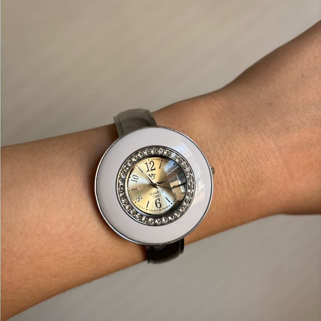 Vintage White And Silver Watch